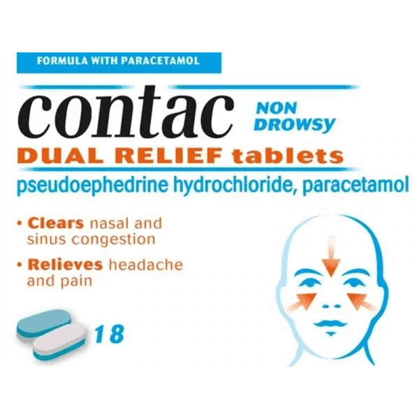 Contac Non-drowsy Dual Relief Capsules Pack of 18 on Sale