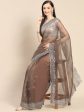 Anouk Copper & Silver-Coloured Sequinned Organza Saree Online now