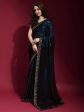 Anouk Black & Blue Embellished Sequinned Pure Georgette Saree Online Hot Sale