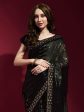 Anouk Black & Gold-Toned Embellished Sequinned Pure Georgette Saree Hot on Sale