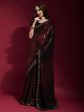 Anouk Black & Red Embellished Sequinned Pure Georgette Saree Discount