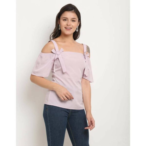 Aastha Fashion Women s Light Purple Polyester Solid Casual Top Supply