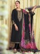 Aastha Fashion Women s Black Raw Silk Cording with Resham Thread work Kurta with Trouser & Dupatta Sale