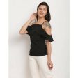 Aastha Fashion Women s Black Polyester Solid Casual Top Online now