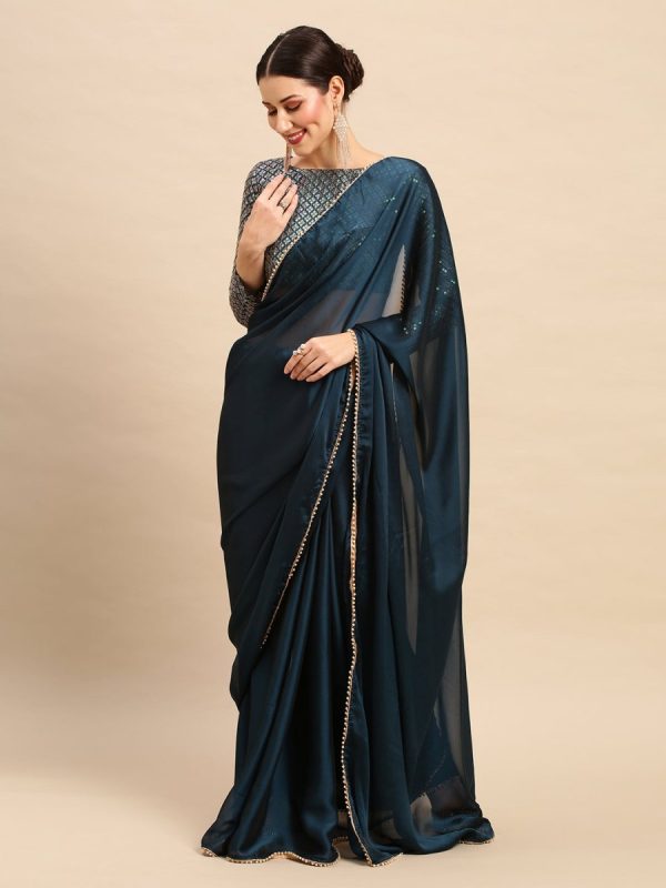 Anouk Sequinned Pure Georgette Saree Discount