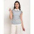 Aastha Fashion Women s Grey Georgette Solid Casual Top Cheap