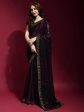 Anouk Black & Pink Embellished Sequinned Pure Georgette Saree Online