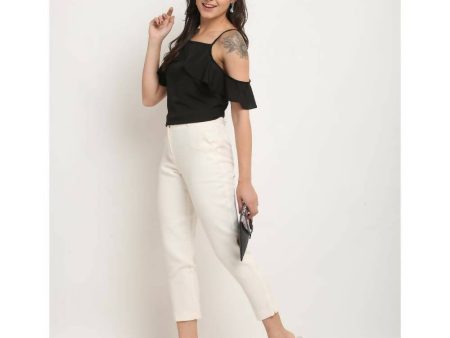 Aastha Fashion Women s Black Polyester Solid Casual Top Online now