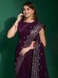 Anouk Purple & Blue Embellished Sequinned Saree Fashion