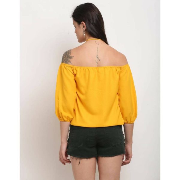 Aastha Fashion Women s Yellow Polyester Solid Casual Top Online now