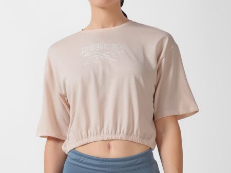 Reebok Brand Logo Printed Round Neck Crop T-Shirt Fashion