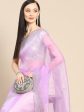 Anouk Lavender & Silver-Coloured Sequinned Organza Saree Hot on Sale