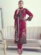 Aastha Fashion Women s Magenta Muslin Floral Digital Print with Resham Thread work Kurta with Trouser & Dupatta Online now