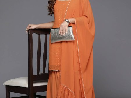 Ahalyaa Women s Traditional wear Kurta Set - Orange Hot on Sale