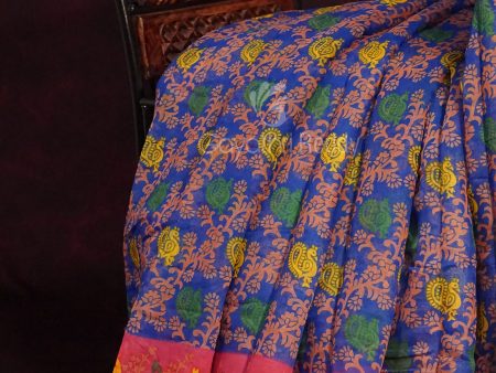 Blue Colour All Over Print Semi Chanderi Saree By Gayathri Reddy Designer Studio Cheap