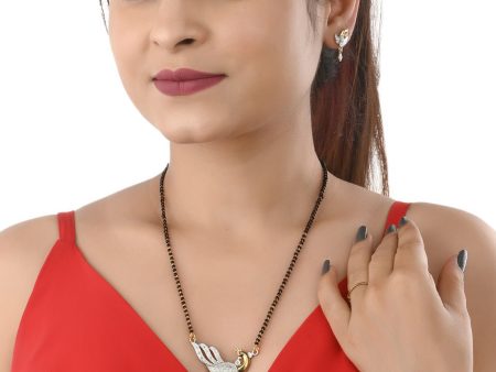 AanyaCentric Ad Short Mangalsutra Set Pendant with Earrings Golden Discount