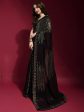 Anouk Black & Gold-Toned Embellished Sequinned Pure Georgette Saree Hot on Sale