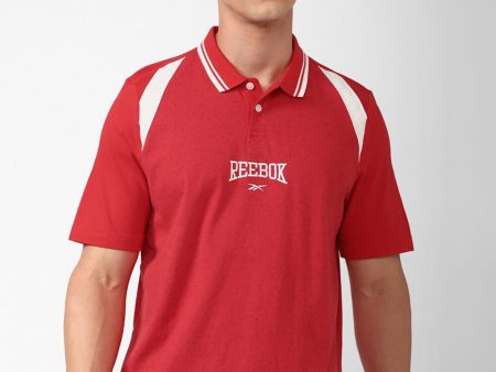 Reebok Cl Var Polo Collar Slim-Fit Pure Cotton T-Shirt Hot on Sale