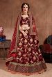 Aastha Fashion Women s Blooming Dark Maroon Colored Bridal Wear Designer Embroidered Lehenga choli Cheap