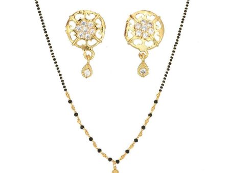 AanyaCentric Gold Plated Short Mangalsutra Set with Earrings Online now