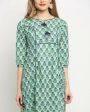 Aastha Fashion Women s Pista Green Cotton Jaipuri Printed Kurta with Trouser & Dupatta Online