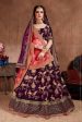 Aastha Fashion Women s Alluring Purple Colored Bridal Wear Designer Embroidered Lehenga choli Discount