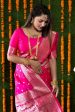 Aastha Fashion Rani Pink Woven Banarasi Silk Saree with Blouse Fashion