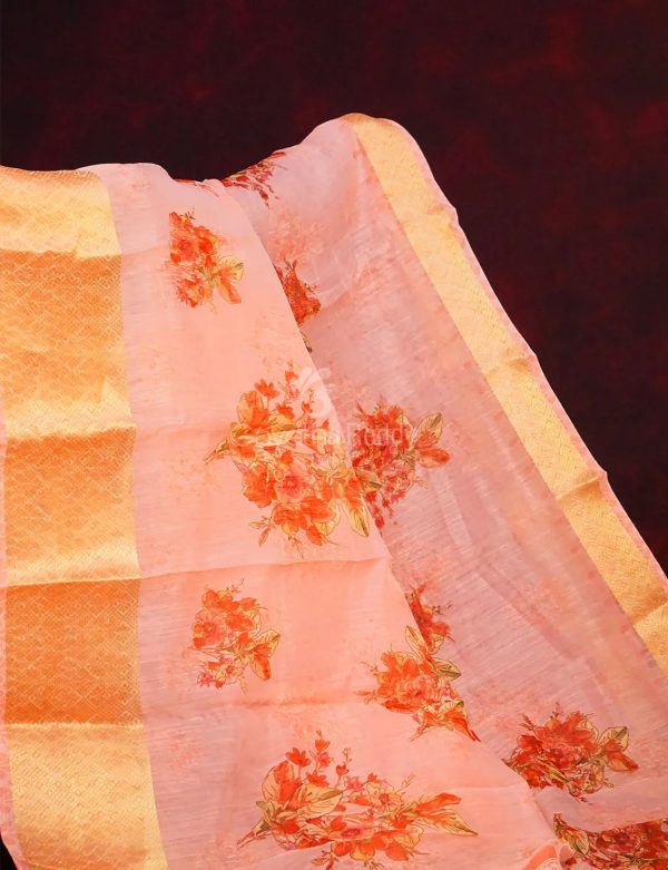 Baby Pink Colour Floral Print Semi Chanderi Saree By Gayathri Reddy Designer Studio Online now