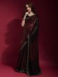 Anouk Black & Red Embellished Sequinned Pure Georgette Saree Discount