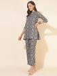 Janasya Women s Blue Cotton Ethnic Motifs Casual Regular Co-ords Supply