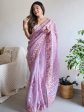 Anouk Mauve-Coloured Ethnic Motifs Embroidered Sequinned Organza Saree Online Sale