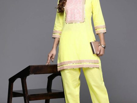 Ahalyaa Women s Traditional Wear Co-ods - Yellow on Sale