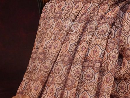 Wheat Colour All Over Print Semi Chanderi Saree By Gayathri Reddy Designer Studio Supply