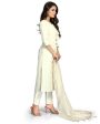 Aastha Fashion Women s Off White Cotton Flex Embroidered Kurta with Trouser & Dupatta Hot on Sale