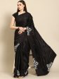 Anouk Black Ethnic Motifs Beads and Stones Satin Saree Discount