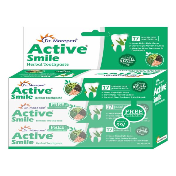 Dr. Morepen Active Smile Toothpaste with Bamboo Brush Online Sale