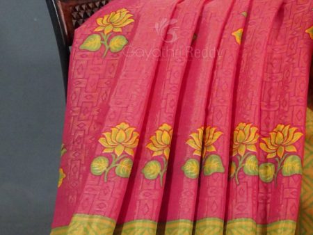 Baby Pink Colour With Leaf Green Blouse Cotton Brasso Saree By Gayathri Reddy Designer Studio on Sale