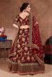 Aastha Fashion Women s Blooming Dark Maroon Colored Bridal Wear Designer Embroidered Lehenga choli Cheap