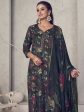 Aastha Fashion Women s Black Pure Pashmina Digital Print with Jacquard Woven Kurta with Trouser & Dupatta Cheap