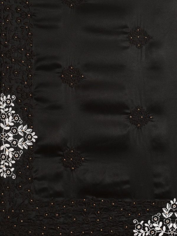 Anouk Black Ethnic Motifs Beads and Stones Satin Saree Discount