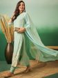 Aqua Blue Georgette Handwork Unstitched Dress Material - Hanika Online