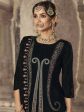 Aastha Fashion Women s Black Velvet Floral Resham Thread with Jari work Kurta with Trouser & Dupatta Sale