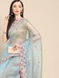 Anouk Blue & Pink Floral Organza Saree Fashion