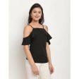 Aastha Fashion Women s Black Polyester Solid Casual Top Online now