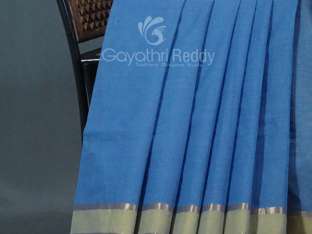 Dual Shades of Cloud Blue Pure Mangalgiri Cotton By Gayathri Reddy Designer Studio For Sale