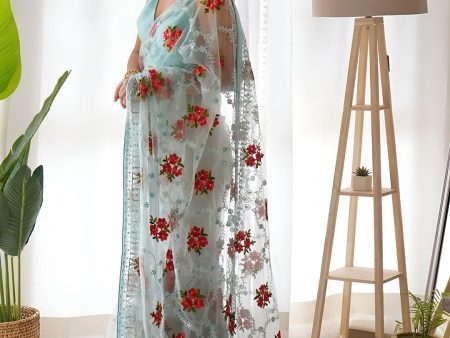 Anouk Floral Embroidered Net Saree Online Hot Sale