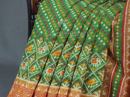 Shades of Parrot Green Bandhni Design Semi Chanderi Saree By Gayathri Reddy Designer Studio on Sale