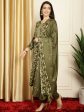 Aastha Fashion Women s Green Pashmina Floral Digital Printed Kurta with Trouser & Dupatta Fashion