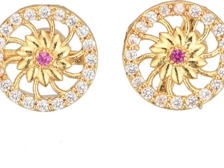 AanyaCentric Elegant Gold Plated Ad American Diamond Earrings for Women Girls of All Ages Cheap