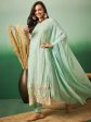 Aqua Blue Georgette Handwork Unstitched Dress Material - Hanika Online